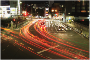 交通量の多い交差点での交通事故